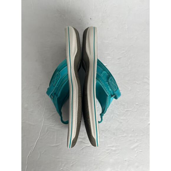 Clarks CLOUDSTEPPERS Breeze Sea Slip On Adjustable Thong Flip Flop Sandals Sz 8 - Picture 4 of 9